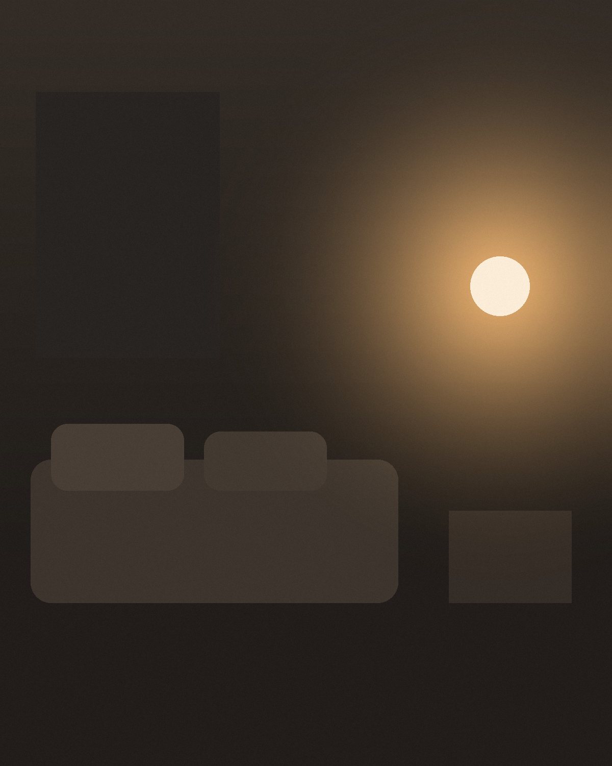 Halo draadloze wandlamp in een woonkamer met warm licht